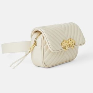 NWT Zara Gold Lion Head Quilted Belt Bag